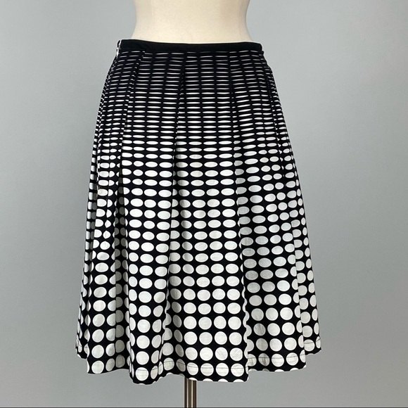 Calvin Klein Womens Black White Polka Dot Pleated Skirt Pockets Cotton size 6 - Picture 4 of 8